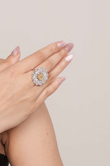 Yellow Sapphire Pear Halo Ring