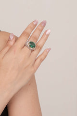 Emerald Bloom Diamond Statement Ring
