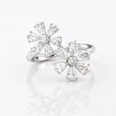 Twin Floral Diamond Open Ring