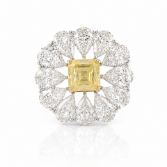 Yellow Sapphire Pear Halo Ring