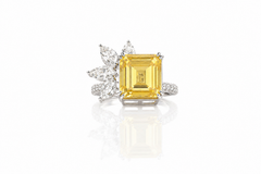 Yellow Sapphire Marquise & Pear Diamond Ring