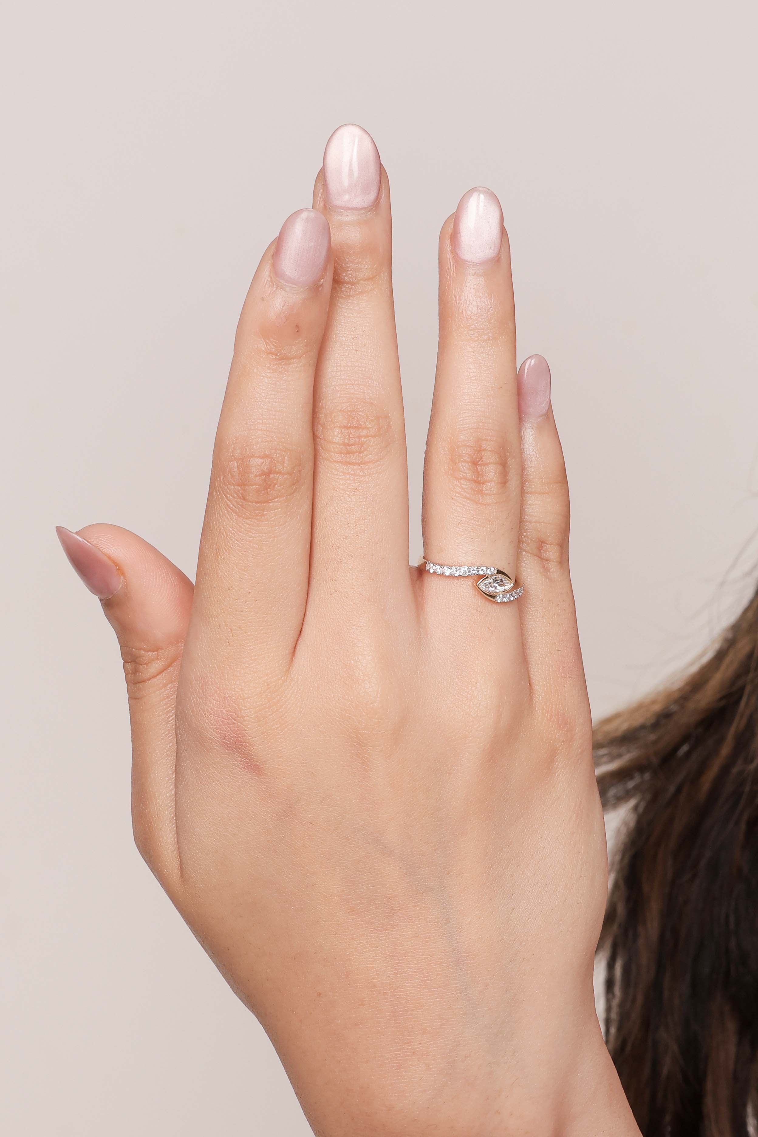 Twisted Marquise Pavé Diamond Ring