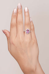 Pink Sapphire Halo Diamond Ring