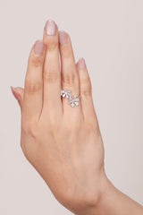 Twin Floral Diamond Open Ring