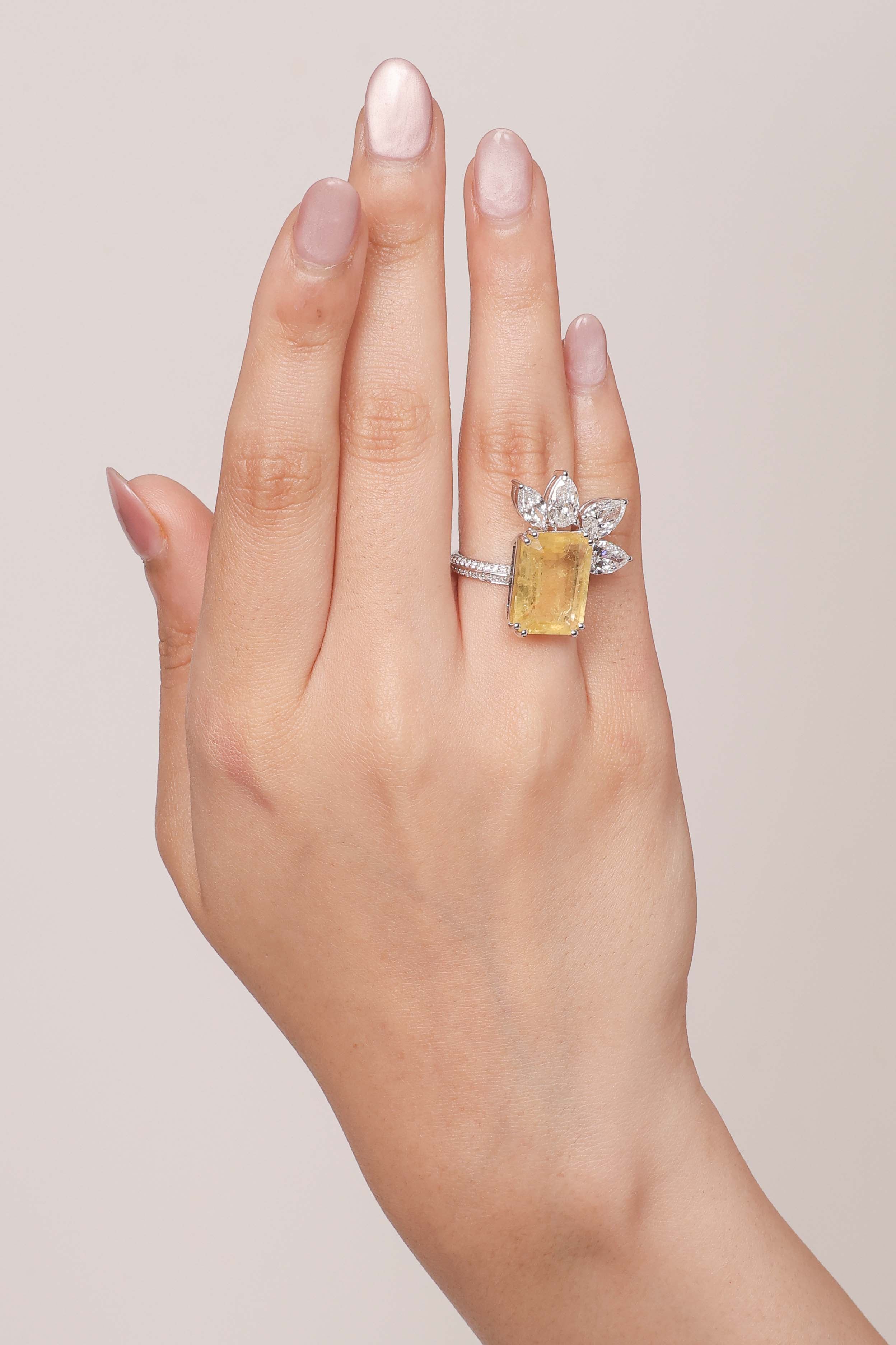 Yellow Sapphire Marquise & Pear Diamond Ring