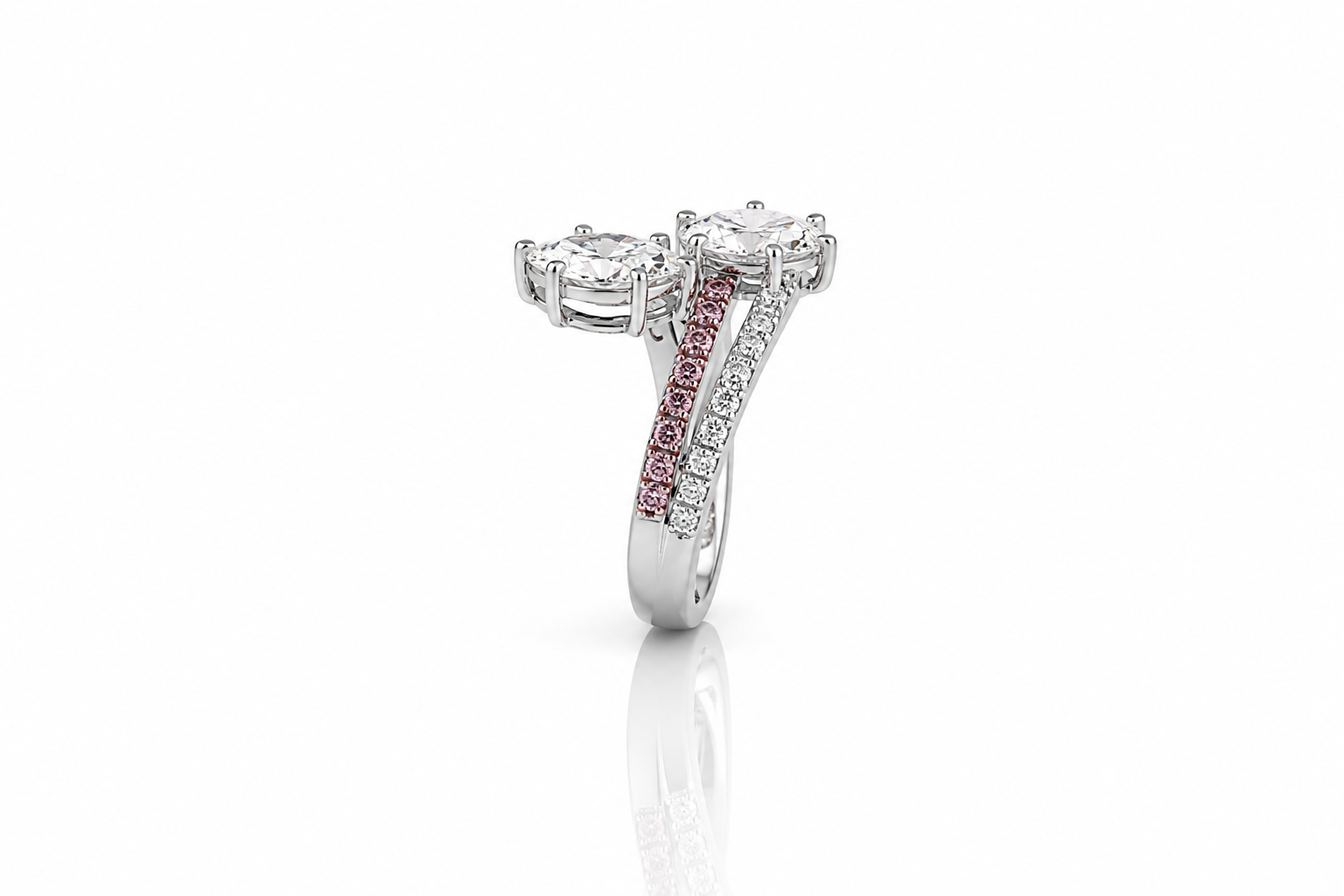 Rhodolite Toi et Moi Diamond Ring