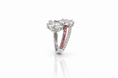 Rhodolite Toi et Moi Diamond Ring