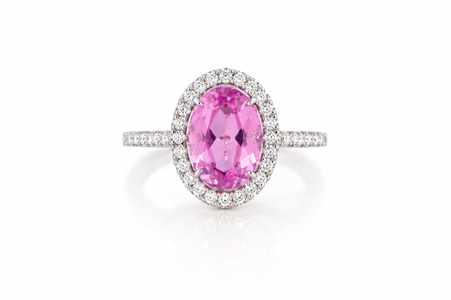 Pink Sapphire Halo Diamond Ring
