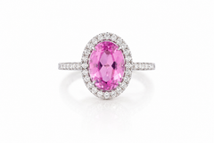 Pink Sapphire Halo Diamond Ring