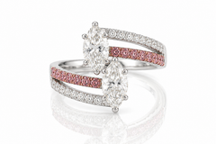 Rhodolite Toi et Moi Diamond Ring