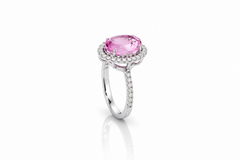 Pink Sapphire Halo Diamond Ring