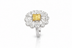 Yellow Sapphire Pear Halo Ring