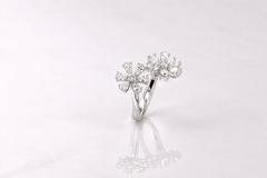Twin Floral Diamond Open Ring