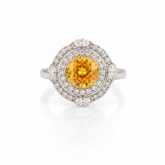 Yellow Sapphire Halo Statement Ring