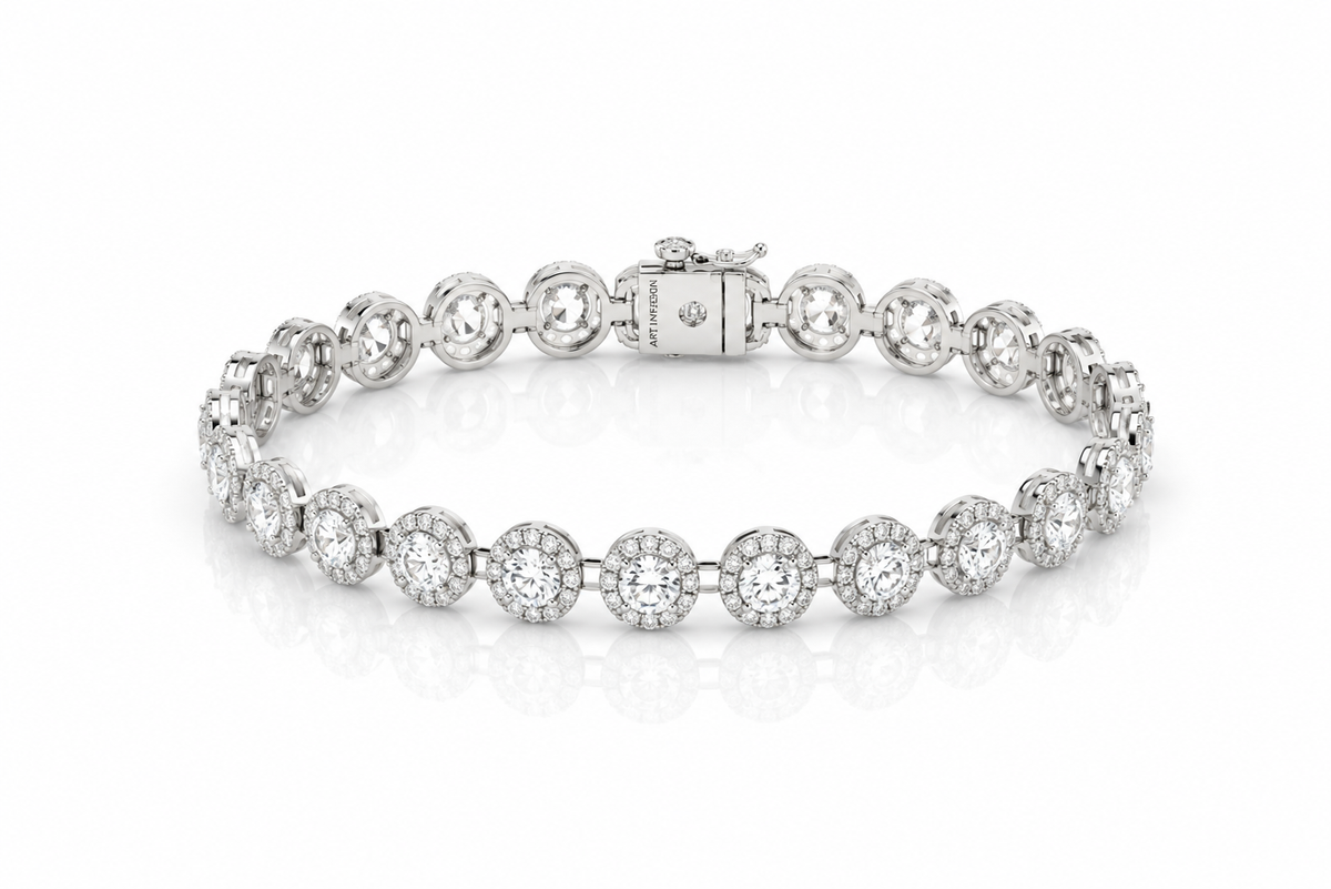 Halo Radiant Diamond Bracelet