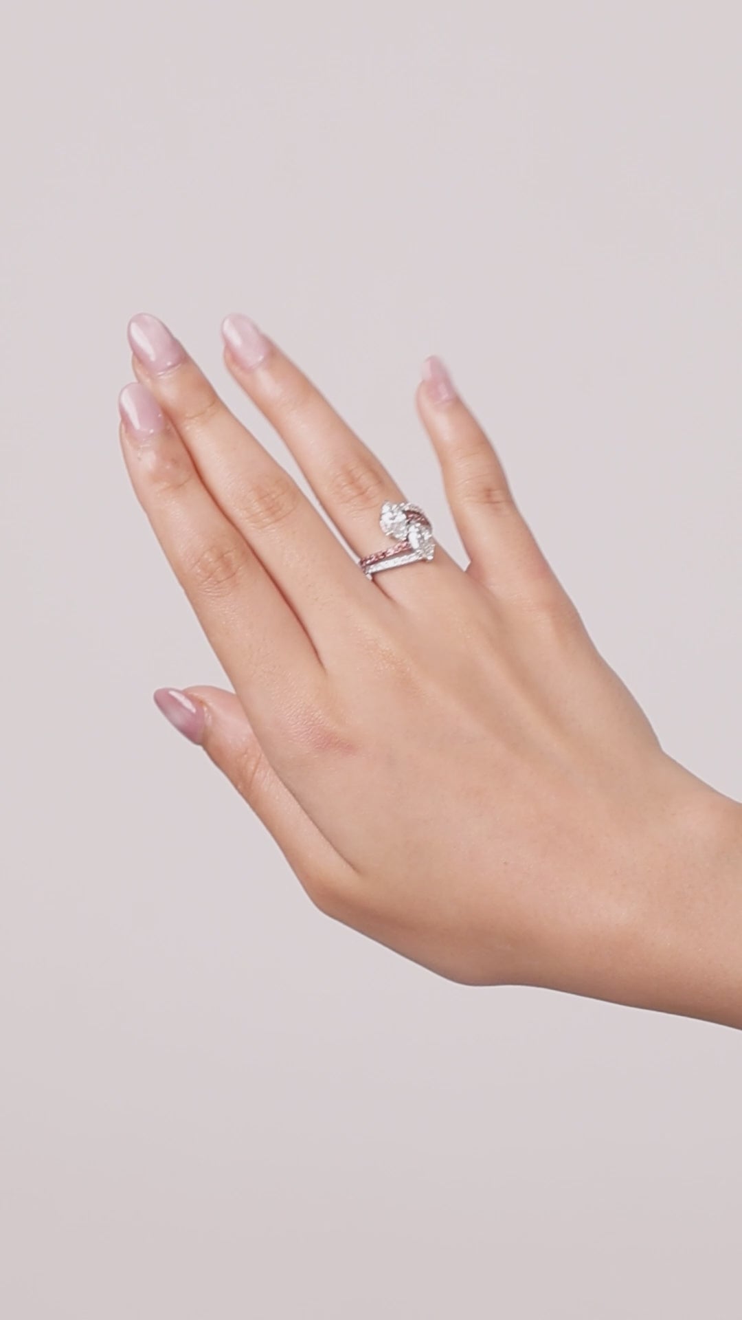 Rhodolite Toi et Moi Diamond Ring