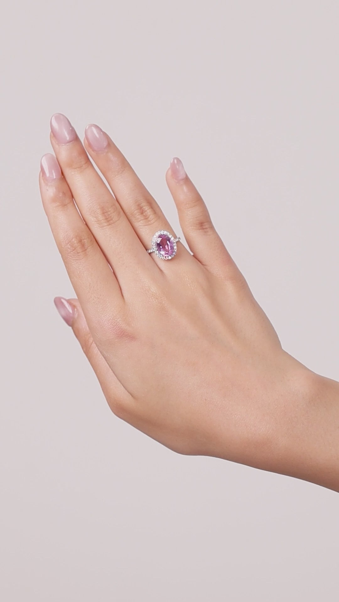 Pink Sapphire Halo Diamond Ring